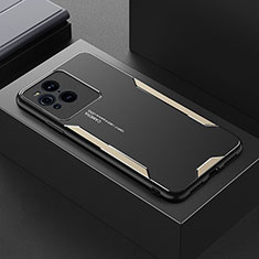 Handyhülle Hülle Luxus Aluminium Metall und Silikon Rahmen Tasche für Oppo Find X3 Pro 5G Gold