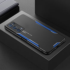 Handyhülle Hülle Luxus Aluminium Metall und Silikon Rahmen Tasche für Oppo Reno6 Pro+ Plus 5G Blau