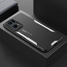 Handyhülle Hülle Luxus Aluminium Metall und Silikon Rahmen Tasche für Oppo Reno7 Pro 5G Silber