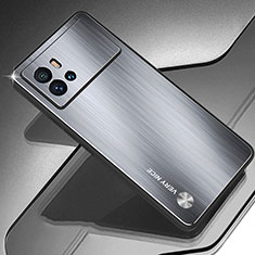 Handyhülle Hülle Luxus Aluminium Metall und Silikon Rahmen Tasche für Vivo iQOO 9 5G Silber