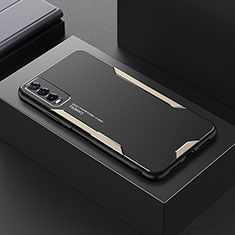 Handyhülle Hülle Luxus Aluminium Metall und Silikon Rahmen Tasche für Vivo Y11s Gold