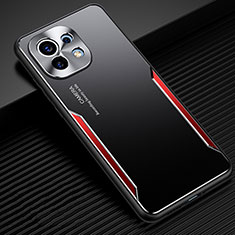 Handyhülle Hülle Luxus Aluminium Metall und Silikon Rahmen Tasche für Xiaomi Mi 11 5G Rot