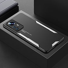 Handyhülle Hülle Luxus Aluminium Metall und Silikon Rahmen Tasche für Xiaomi Mi 12 Pro 5G Silber