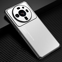 Handyhülle Hülle Luxus Aluminium Metall und Silikon Rahmen Tasche für Xiaomi Mi 12 Ultra 5G Silber