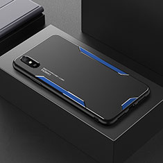 Handyhülle Hülle Luxus Aluminium Metall und Silikon Rahmen Tasche für Xiaomi Redmi 9i Blau