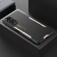 Handyhülle Hülle Luxus Aluminium Metall und Silikon Rahmen Tasche für Xiaomi Redmi Note 11 Pro 4G Gold