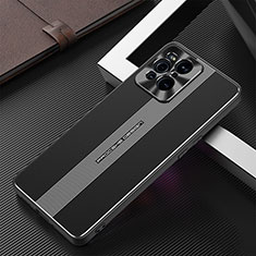 Handyhülle Hülle Luxus Aluminium Metall und Silikon Rahmen Tasche J01 für Oppo Find X3 Pro 5G Schwarz