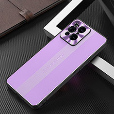 Handyhülle Hülle Luxus Aluminium Metall und Silikon Rahmen Tasche J01 für Oppo Find X3 Pro 5G Violett