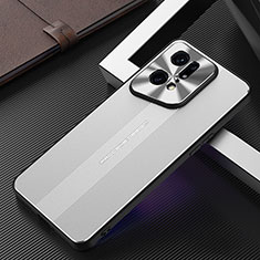 Handyhülle Hülle Luxus Aluminium Metall und Silikon Rahmen Tasche J01 für Oppo Find X5 Pro 5G Silber