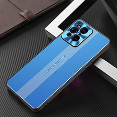 Handyhülle Hülle Luxus Aluminium Metall und Silikon Rahmen Tasche J02 für Oppo Find X3 5G Blau