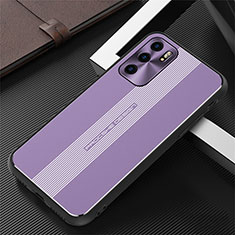 Handyhülle Hülle Luxus Aluminium Metall und Silikon Rahmen Tasche J02 für Oppo Reno6 Pro 5G India Violett