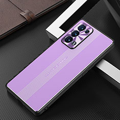 Handyhülle Hülle Luxus Aluminium Metall und Silikon Rahmen Tasche J02 für Oppo Reno6 Pro+ Plus 5G Violett