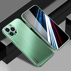 Handyhülle Hülle Luxus Aluminium Metall und Silikon Rahmen Tasche JL1 für Apple iPhone 13 Pro Max Grün