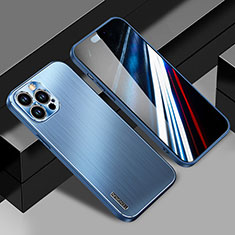 Handyhülle Hülle Luxus Aluminium Metall und Silikon Rahmen Tasche JL1 für Apple iPhone 14 Pro Blau
