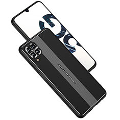 Handyhülle Hülle Luxus Aluminium Metall und Silikon Rahmen Tasche JL1 für Samsung Galaxy A12 Nacho Schwarz