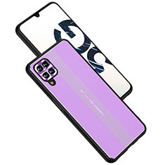 Handyhülle Hülle Luxus Aluminium Metall und Silikon Rahmen Tasche JL1 für Samsung Galaxy A12 Nacho Violett