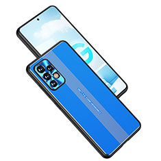 Handyhülle Hülle Luxus Aluminium Metall und Silikon Rahmen Tasche JL1 für Samsung Galaxy A52 5G Blau