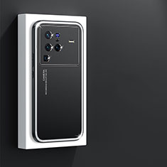 Handyhülle Hülle Luxus Aluminium Metall und Silikon Rahmen Tasche JL1 für Vivo X80 Pro 5G Schwarz
