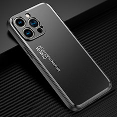 Handyhülle Hülle Luxus Aluminium Metall und Silikon Rahmen Tasche JL2 für Apple iPhone 15 Pro Max Schwarz