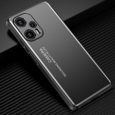 Handyhülle Hülle Luxus Aluminium Metall und Silikon Rahmen Tasche JL2 für Xiaomi Poco F5 5G Schwarz