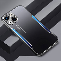 Handyhülle Hülle Luxus Aluminium Metall und Silikon Rahmen Tasche JL3 für Apple iPhone 14 Blau