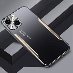 Handyhülle Hülle Luxus Aluminium Metall und Silikon Rahmen Tasche JL3 für Apple iPhone 14 Gold