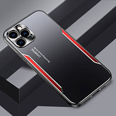 Handyhülle Hülle Luxus Aluminium Metall und Silikon Rahmen Tasche JL3 für Apple iPhone 14 Pro Max Rot