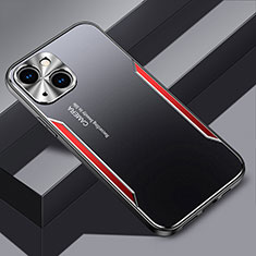 Handyhülle Hülle Luxus Aluminium Metall und Silikon Rahmen Tasche JL3 für Apple iPhone 14 Rot