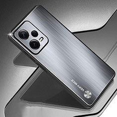 Handyhülle Hülle Luxus Aluminium Metall und Silikon Rahmen Tasche JS1 für Xiaomi Redmi Note 12 Explorer Silber