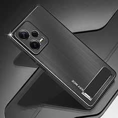 Handyhülle Hülle Luxus Aluminium Metall und Silikon Rahmen Tasche JS2 für Xiaomi Redmi Note 12 Explorer Schwarz
