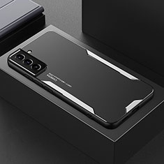 Handyhülle Hülle Luxus Aluminium Metall und Silikon Rahmen Tasche M01 für Samsung Galaxy S21 5G Silber