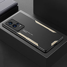 Handyhülle Hülle Luxus Aluminium Metall und Silikon Rahmen Tasche M01 für Vivo iQOO 8 5G Gold