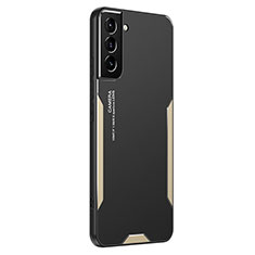 Handyhülle Hülle Luxus Aluminium Metall und Silikon Rahmen Tasche M02 für Samsung Galaxy S21 Plus 5G Gold