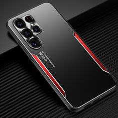Handyhülle Hülle Luxus Aluminium Metall und Silikon Rahmen Tasche M03 für Samsung Galaxy S23 Ultra 5G Rot