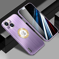 Handyhülle Hülle Luxus Aluminium Metall und Silikon Rahmen Tasche mit Mag-Safe Magnetic Magnetisch JL1 für Apple iPhone 13 Violett