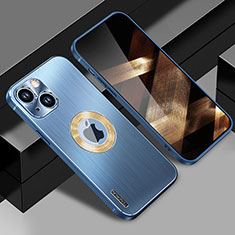 Handyhülle Hülle Luxus Aluminium Metall und Silikon Rahmen Tasche mit Mag-Safe Magnetic Magnetisch JL1 für Apple iPhone 15 Blau