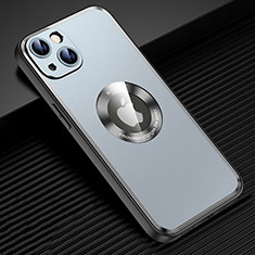 Handyhülle Hülle Luxus Aluminium Metall und Silikon Rahmen Tasche mit Mag-Safe Magnetic Magnetisch JL2 für Apple iPhone 13 Blau