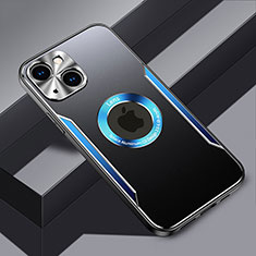Handyhülle Hülle Luxus Aluminium Metall und Silikon Rahmen Tasche mit Mag-Safe Magnetic Magnetisch JL3 für Apple iPhone 13 Blau
