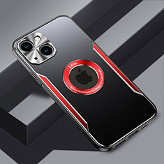 Handyhülle Hülle Luxus Aluminium Metall und Silikon Rahmen Tasche mit Mag-Safe Magnetic Magnetisch JL3 für Apple iPhone 13 Rot