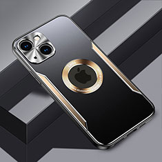 Handyhülle Hülle Luxus Aluminium Metall und Silikon Rahmen Tasche mit Mag-Safe Magnetic Magnetisch JL3 für Apple iPhone 14 Gold