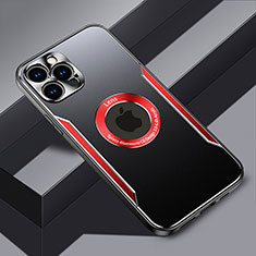 Handyhülle Hülle Luxus Aluminium Metall und Silikon Rahmen Tasche mit Mag-Safe Magnetic Magnetisch JL3 für Apple iPhone 14 Pro Rot