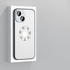 Handyhülle Hülle Luxus Aluminium Metall und Silikon Rahmen Tasche mit Mag-Safe Magnetic Magnetisch JL4 für Apple iPhone 13 Silber