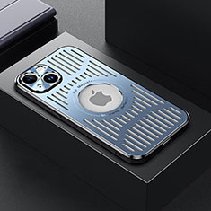 Handyhülle Hülle Luxus Aluminium Metall und Silikon Rahmen Tasche mit Mag-Safe Magnetic Magnetisch TX1 für Apple iPhone 14 Blau