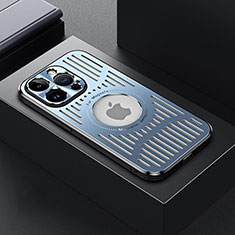 Handyhülle Hülle Luxus Aluminium Metall und Silikon Rahmen Tasche mit Mag-Safe Magnetic Magnetisch TX1 für Apple iPhone 15 Pro Max Blau