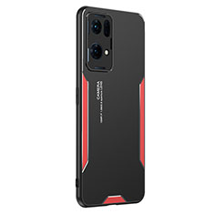 Handyhülle Hülle Luxus Aluminium Metall und Silikon Rahmen Tasche PB1 für Oppo Reno7 Pro 5G Rot