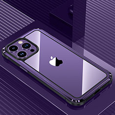Handyhülle Hülle Luxus Aluminium Metall und Silikon Rahmen Tasche QC1 für Apple iPhone 13 Pro Violett