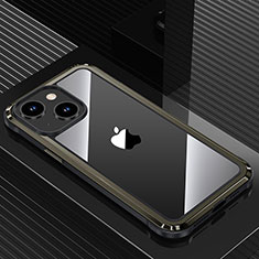 Handyhülle Hülle Luxus Aluminium Metall und Silikon Rahmen Tasche QC1 für Apple iPhone 13 Schwarz