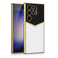 Handyhülle Hülle Luxus Leder Schutzhülle AC4 für Samsung Galaxy S23 Ultra 5G Weiß