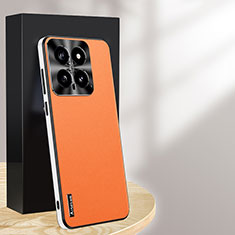 Handyhülle Hülle Luxus Leder Schutzhülle AT1 für Xiaomi Mi 14 5G Orange