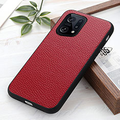 Handyhülle Hülle Luxus Leder Schutzhülle B02H für Oppo Find X5 5G Rot